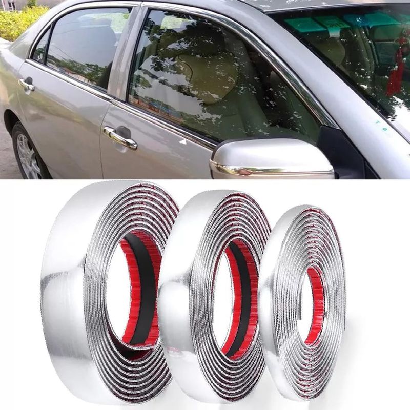 GENERICO - Moldura Protector Decorativa autoadhesiva Cromada 15Mts 20mm