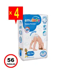 EMUBABY - Pañales Premium Manga X4 - 14 Und. C/U - Talla XG