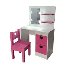 MUEBLES KIDS - Tocador y silla infantl Fucsia corazon