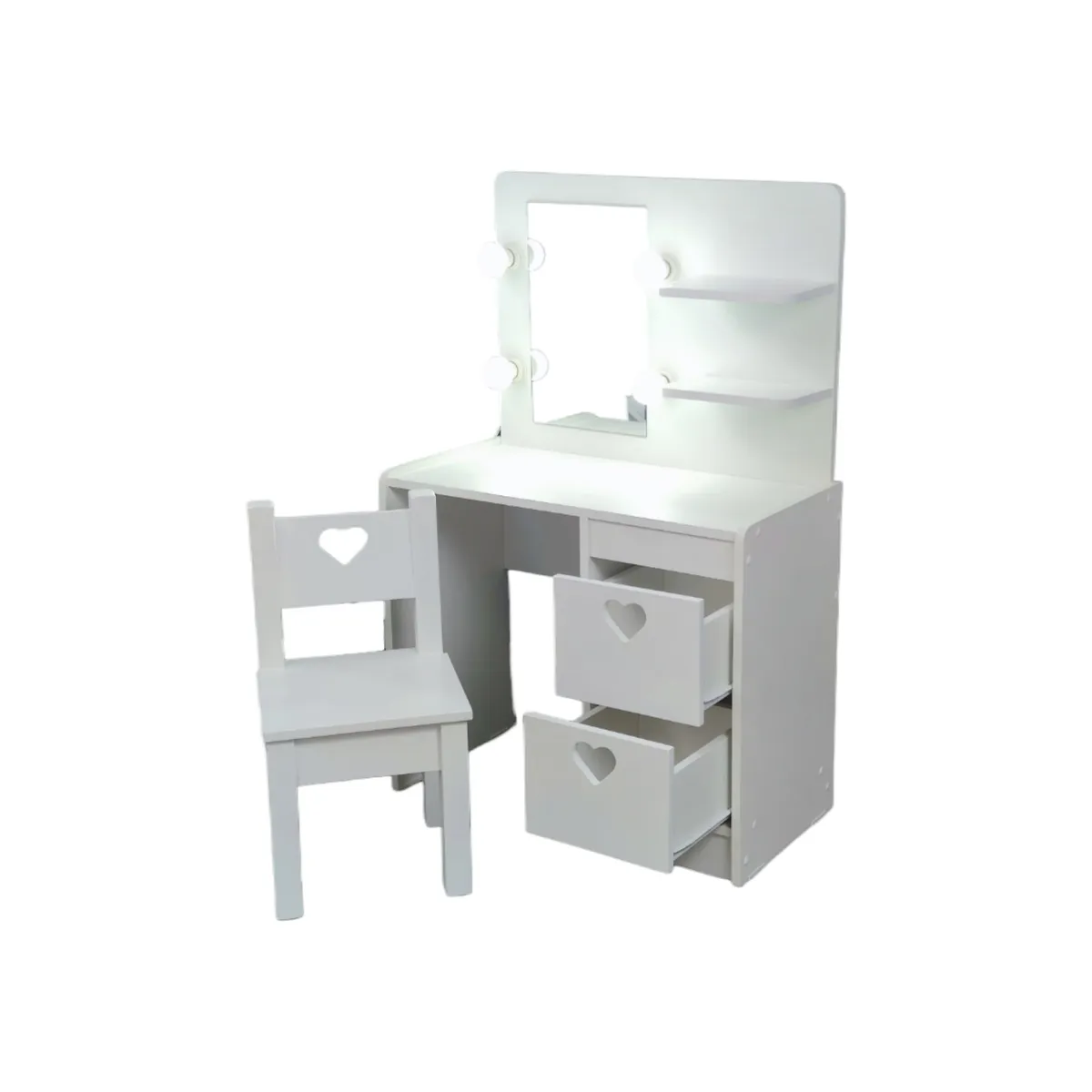 MUEBLES KIDS - Tocador y silla infantl Blanco corazon