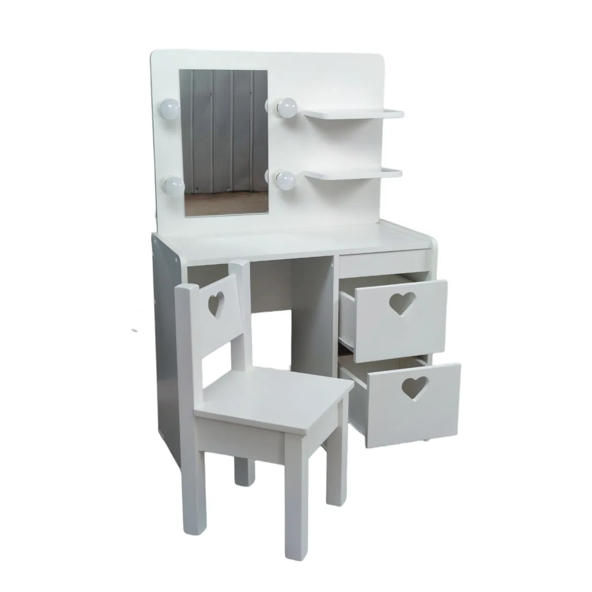 MUEBLES KIDS - Tocador y silla infantl Blanco corazon