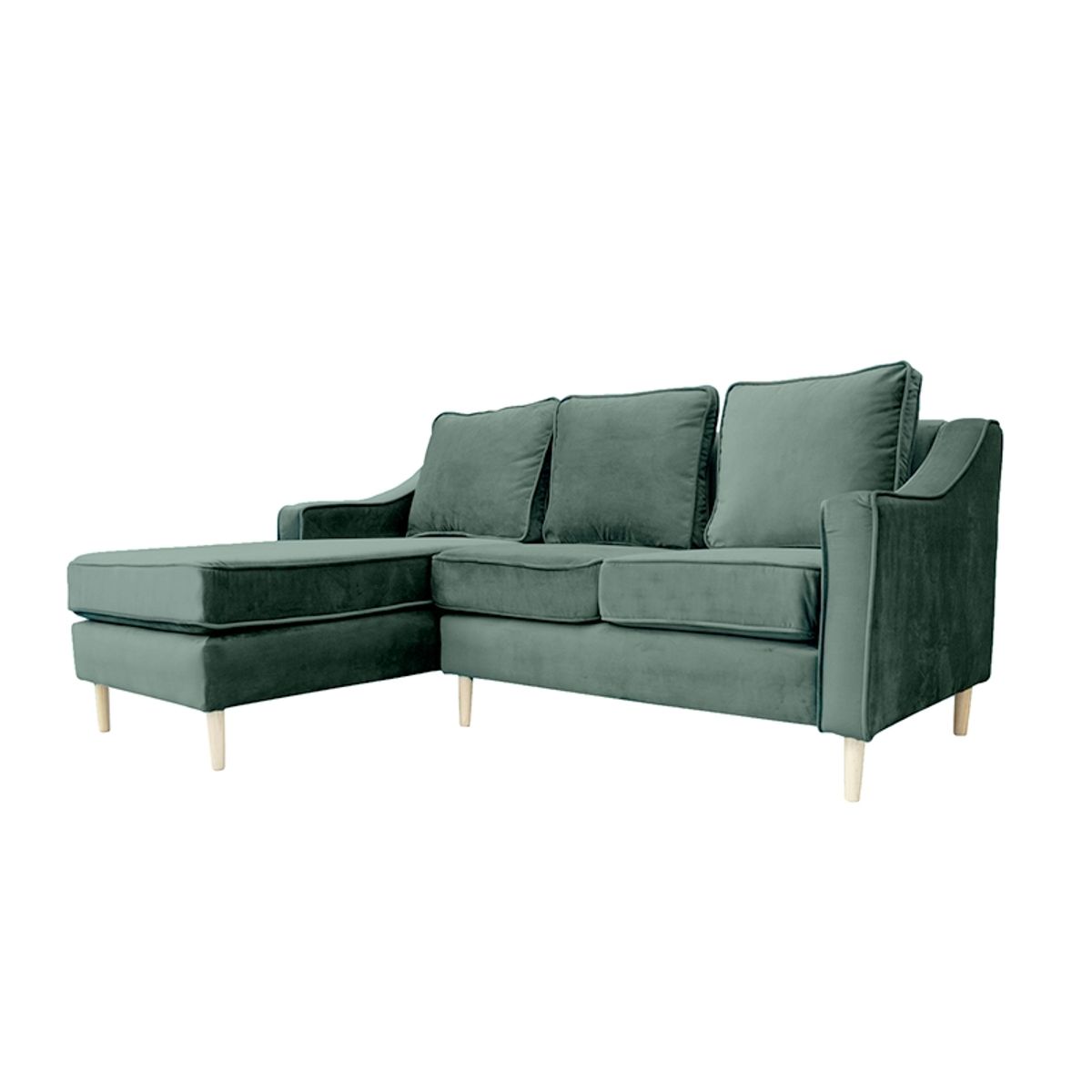 SOFAS HOME - SECCIONAL BARCELONA FELPA VERDE  3 CUERPOS