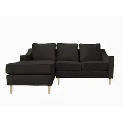 SOFAS HOME - SECCIONAL BARCELONA FELPA NEGRO 3 CUERPOS