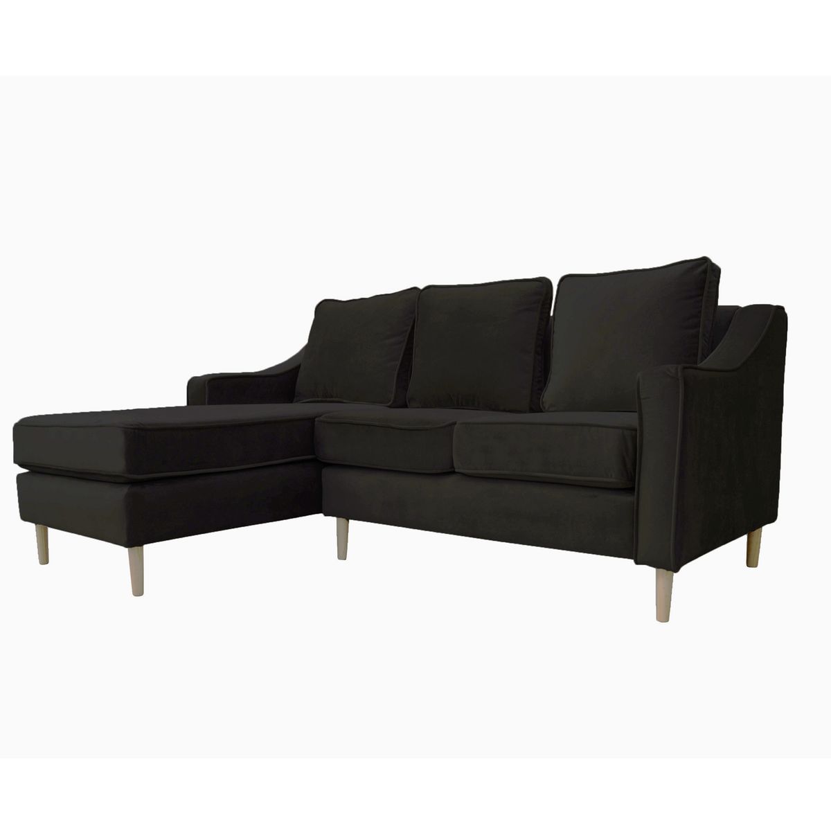 SOFAS HOME - SECCIONAL BARCELONA FELPA NEGRO 3 CUERPOS
