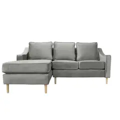 SOFAS HOME - SECCIONAL BARCELONA FELPA GRIS 3 CUERPOS