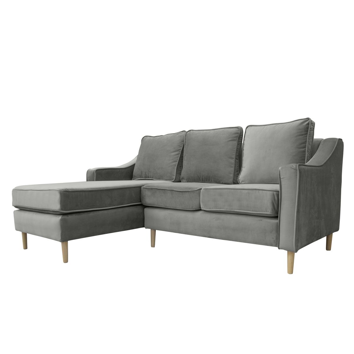 SOFAS HOME - SECCIONAL BARCELONA FELPA GRIS 3 CUERPOS