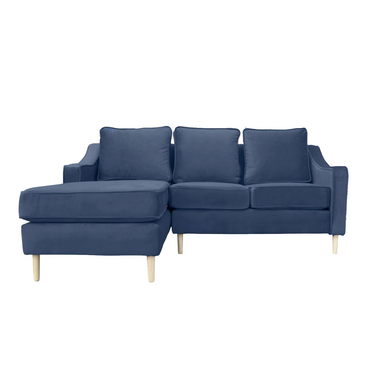 SOFAS HOME - SECCIONAL BARCELONA FELPA AZUL 3 CUERPOS