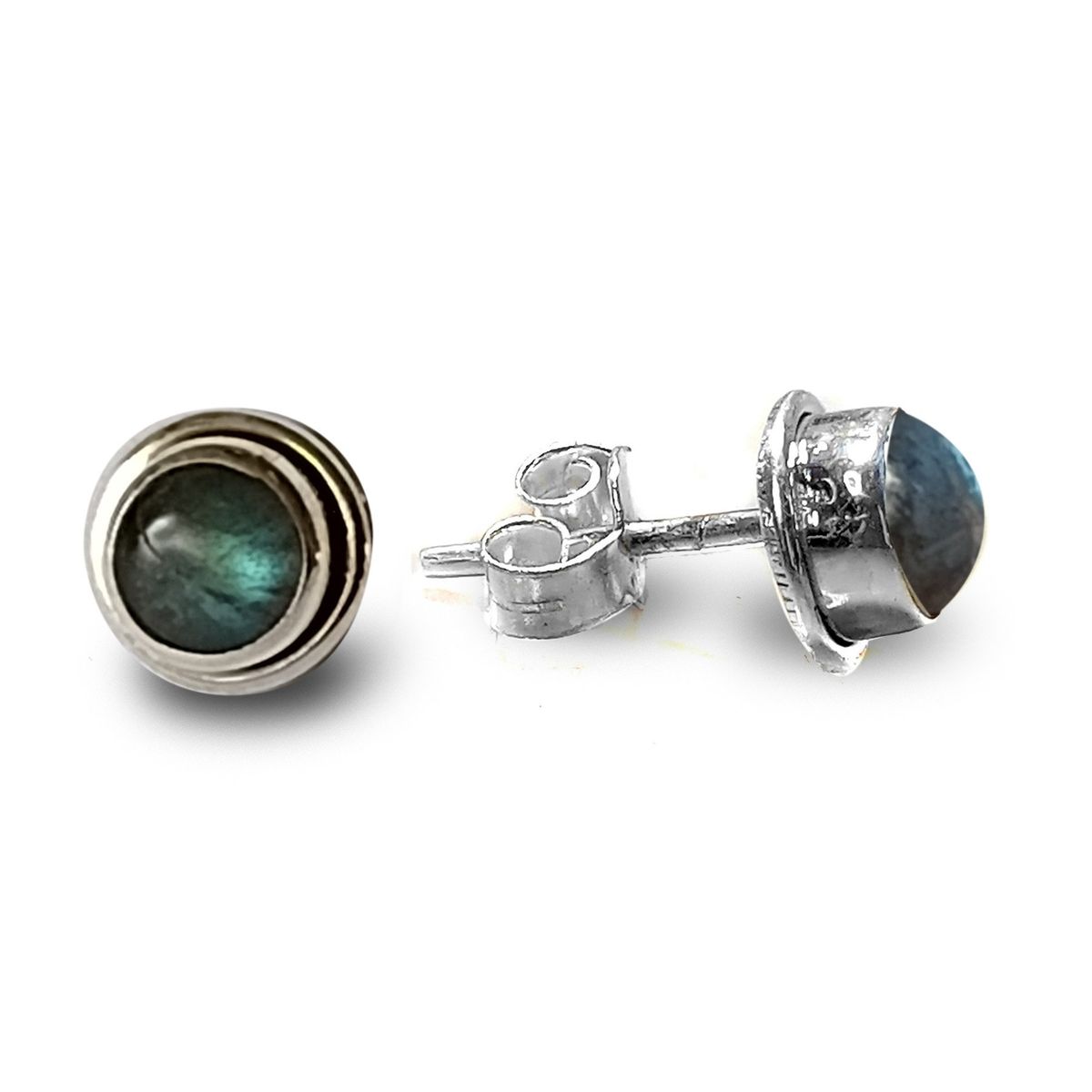 COGGIOLA - Aros Botón Labradorita Plata Fina 925