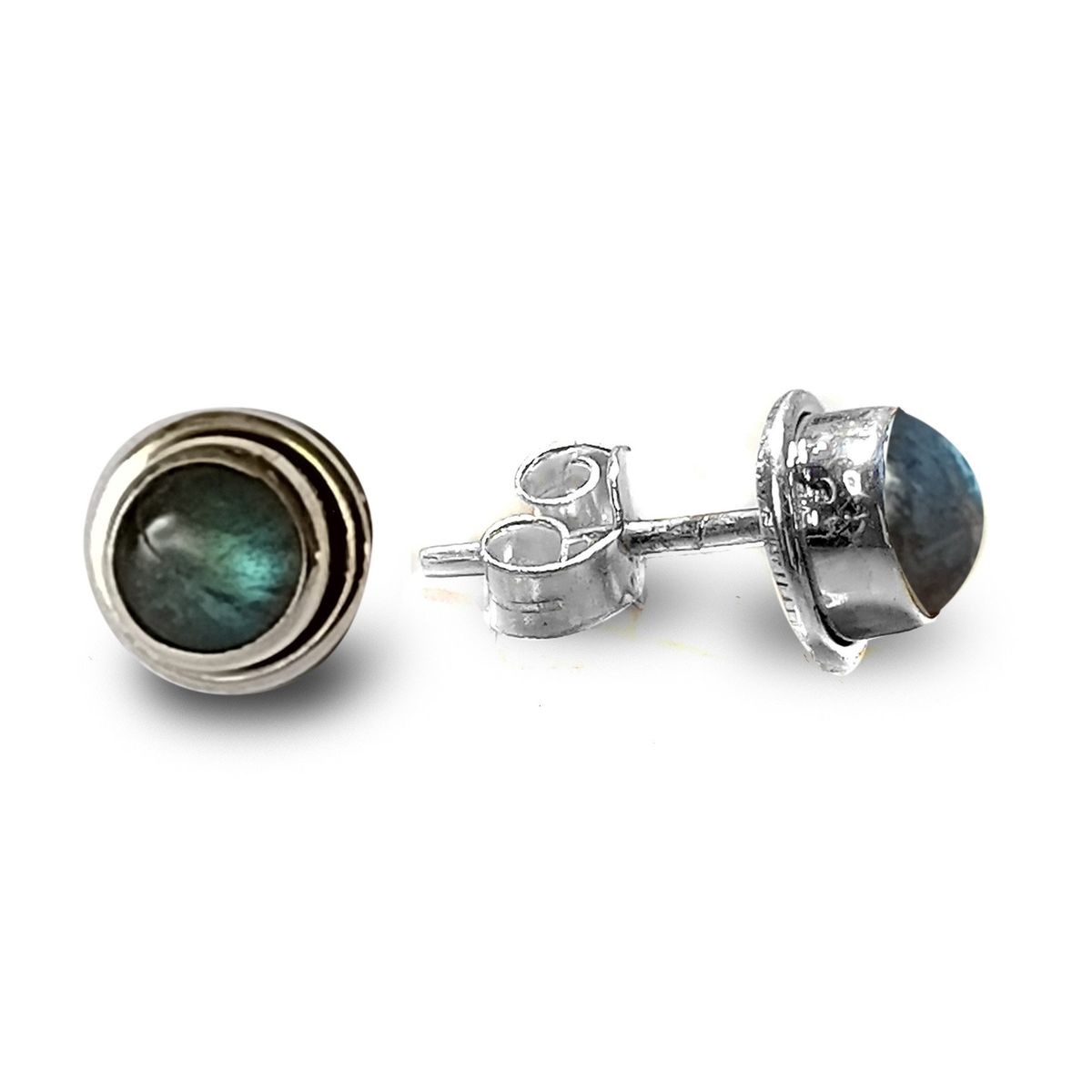 COGGIOLA - Aros Botón Labradorita Plata Fina 925