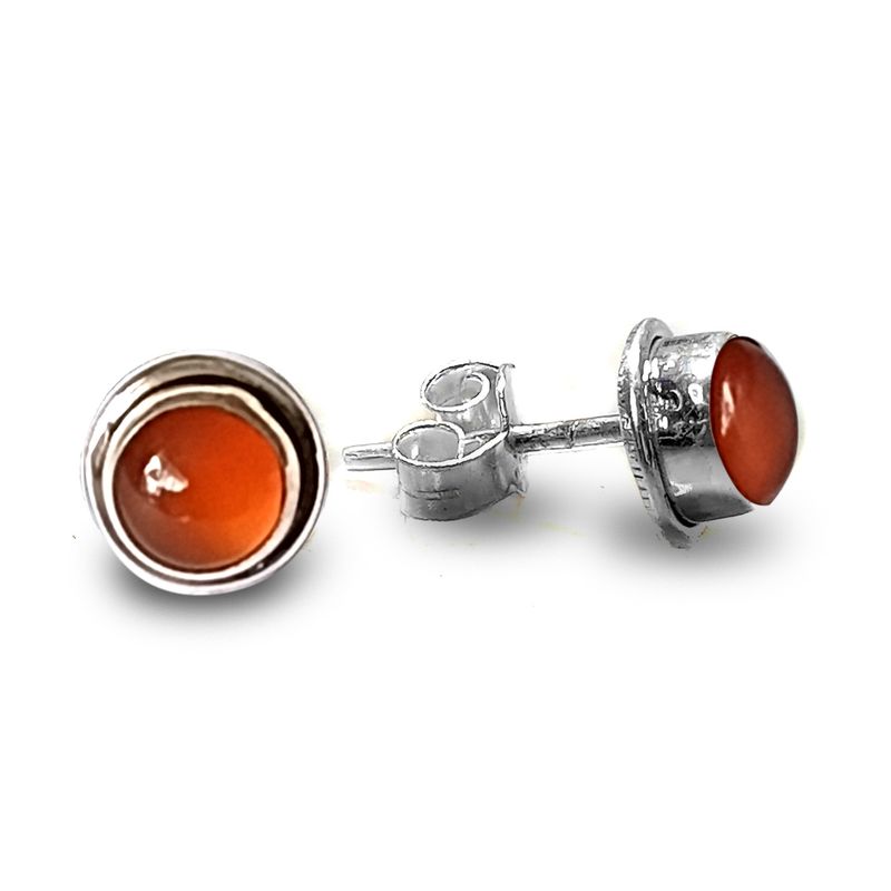 ANDREA COGGIOLA JOYAS - Aros Botón Cornalina Plata Fina 925