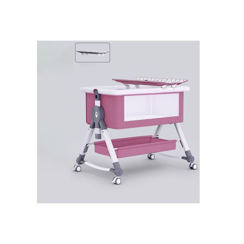 GENERICO - Cuna con Mudador mecedora inclinación De 5°cesta Color rosa