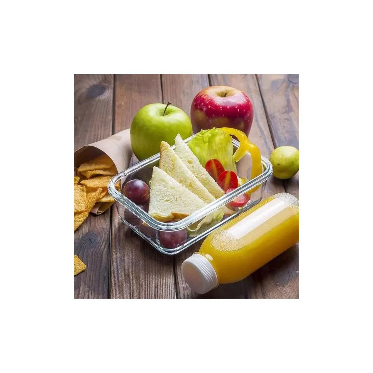 GENERICO - Contenedor Hermético Vidrio Rectangular 420ml Allegra