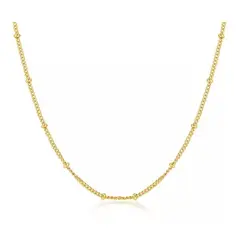 GENERICO - Collar Cadena Bolitas Pelotitas Cadena Plata S925 Baño Oro