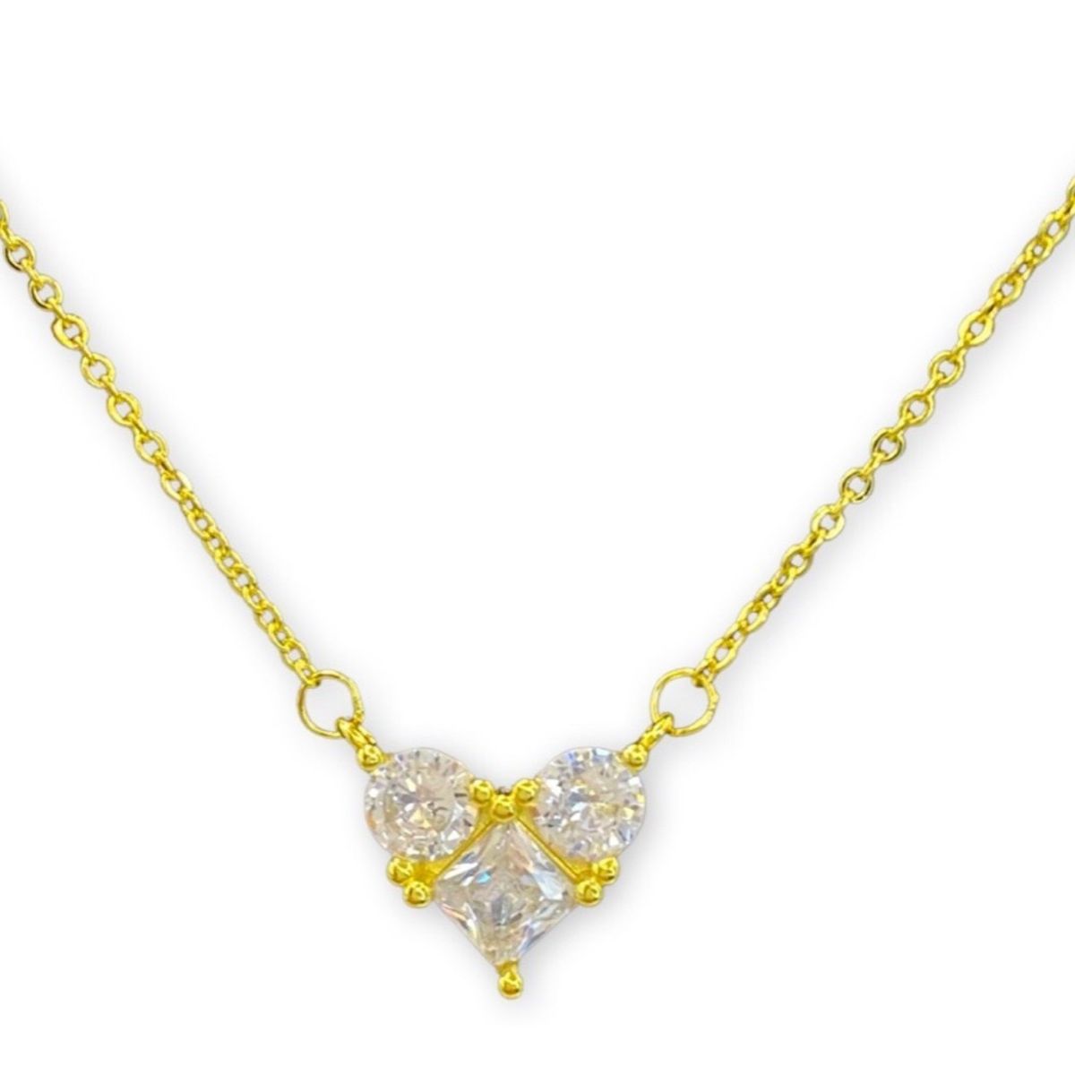GENERICO - Collar Corazón Juvenil Circones Plata S925 Baño Oro +caja