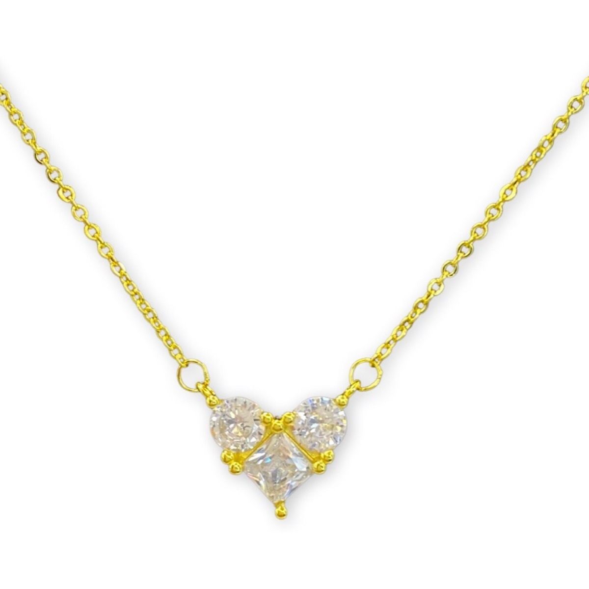GENERICO - Collar Corazón Juvenil Circones Plata S925 Baño Oro +caja