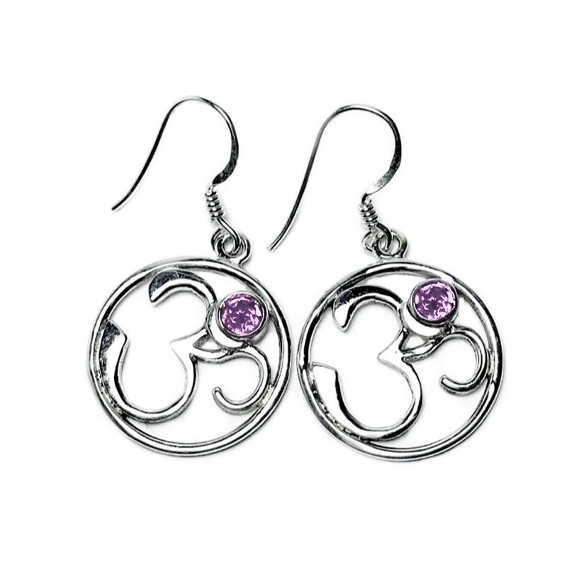 ANDREA COGGIOLA JOYAS - Aros Ohm Amatista Plata Fina 925