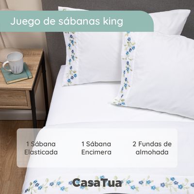 Imagen 2 del producto Sabanas Bordadas + Fundas Almohada - Crema - king