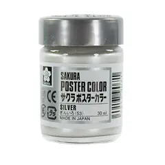 SAKURA - Témpera Profesional Poster Color Plata 30ml