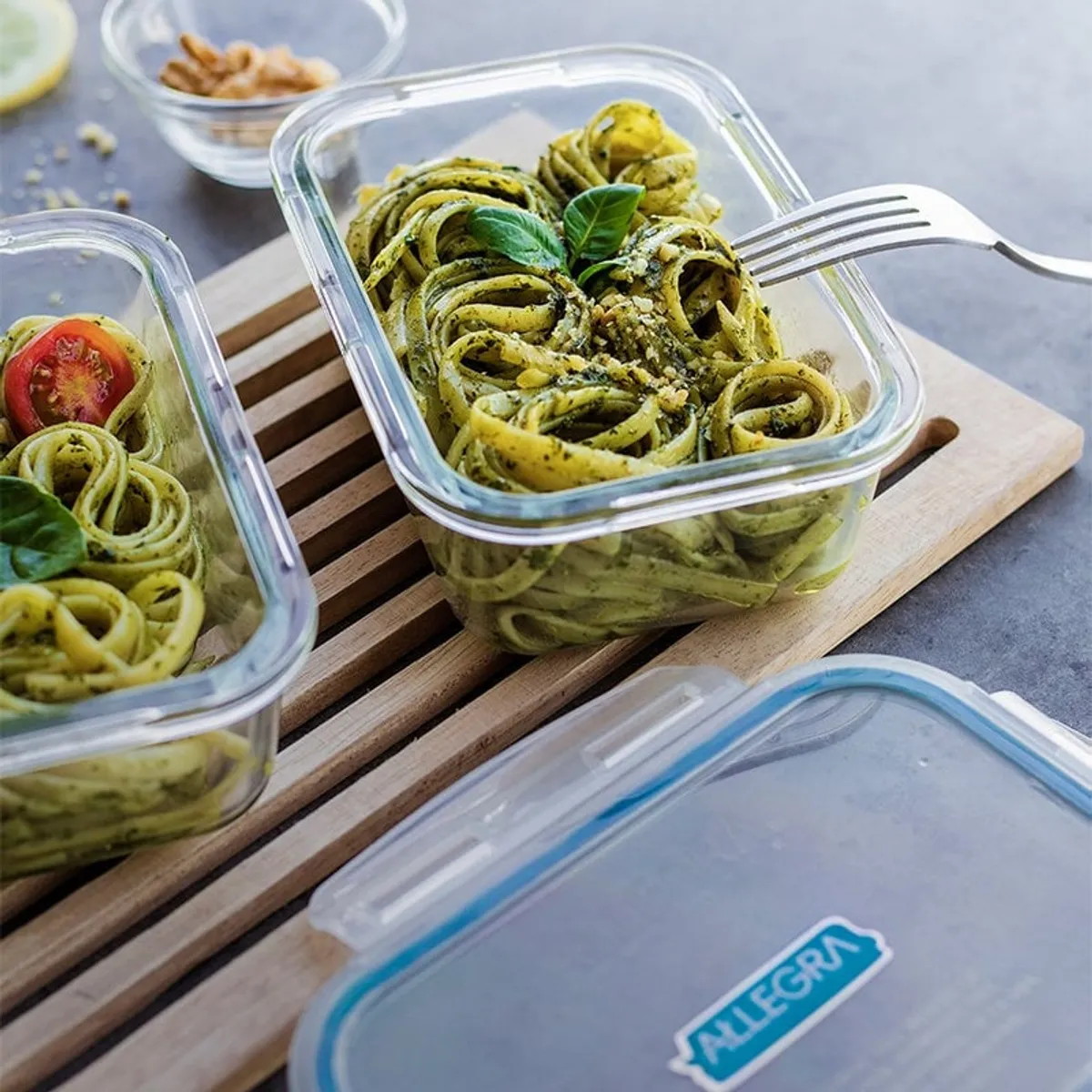 GENERICO - Contenedor Hermetico Vidrio Cuadrado 740ml Allegra