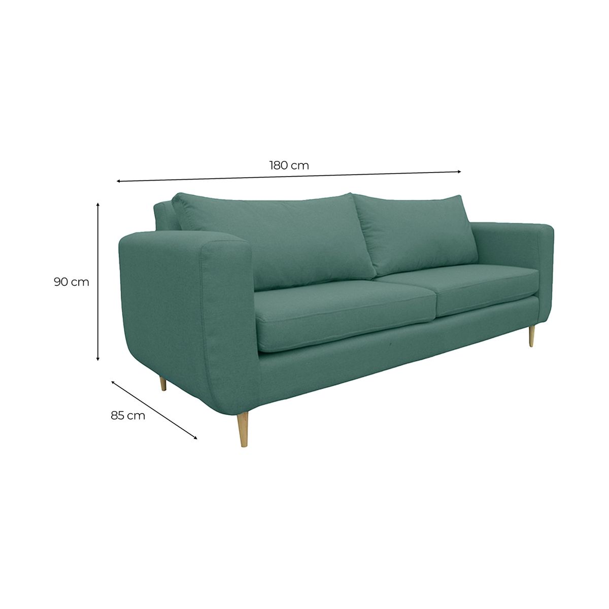 SOFAS HOME - SOFA BOLLEN FELPA VERDE 2 CUERPOS