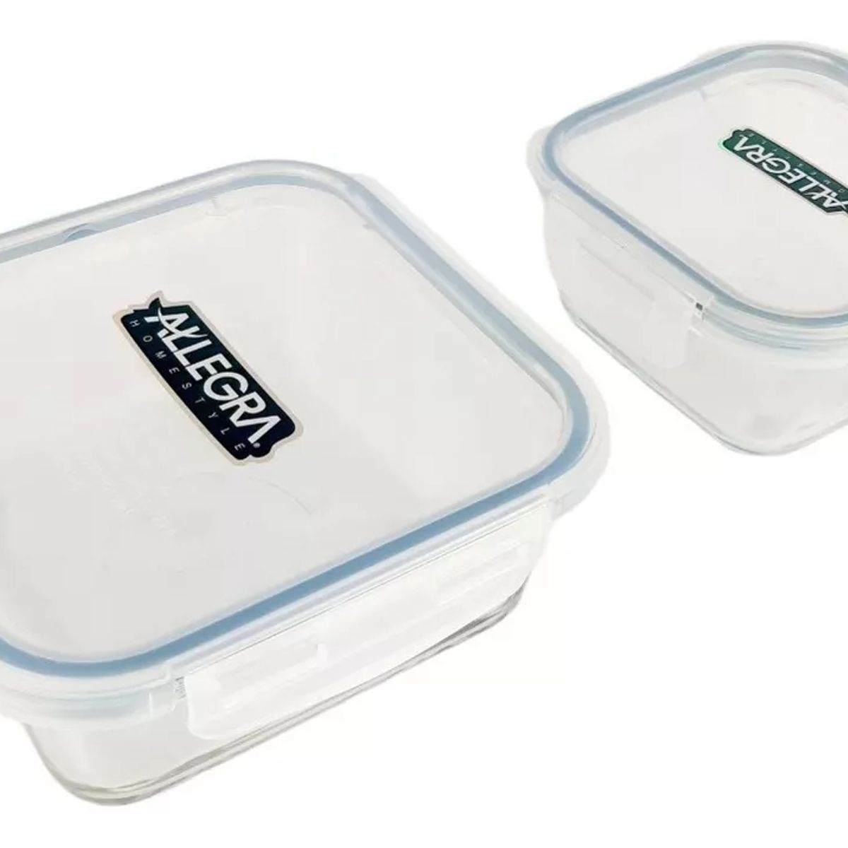 GENERICO - Pack 2 Hermetico Vidrio Templado Cuadrados 740/380ml Allegra