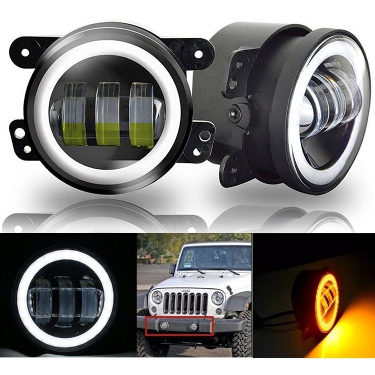 GENERICO - X2 Foco Neblinero Led Luz Antiniebla 4 Pulgadas Ojo De Angel