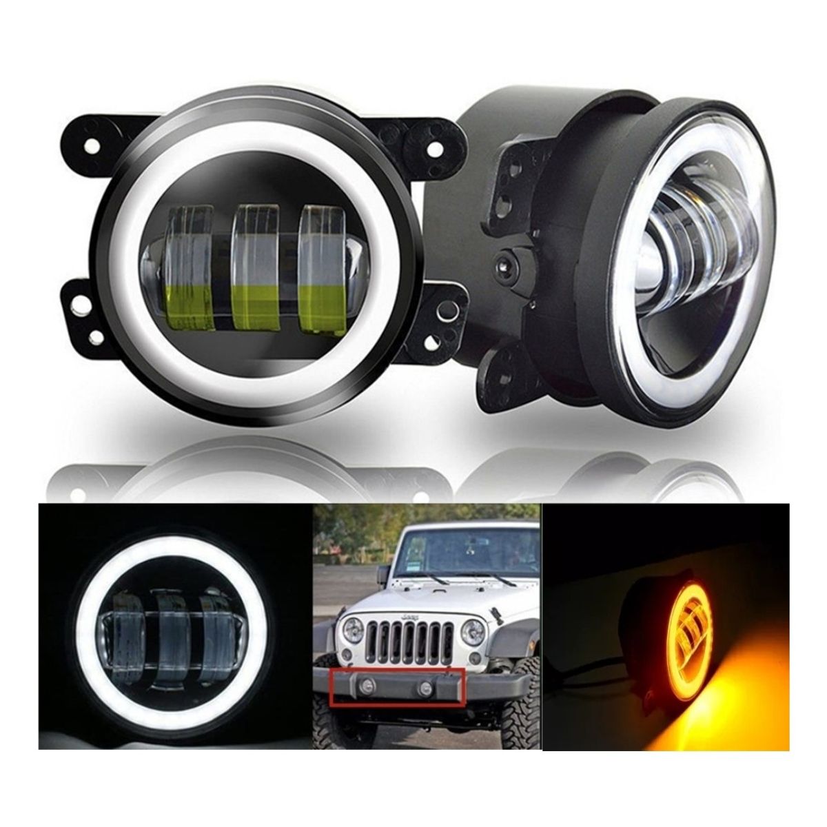 GENERICO - X2 Foco Neblinero Led Luz Antiniebla 4 Pulgadas Ojo De Angel