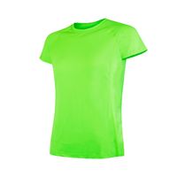 Polera Dry Fit Manga Corta Panel Malla Espalda Cape Fluor Mujer.-