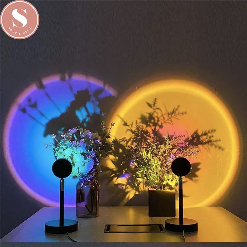 SANTU HOME & DECO - Lámpara Mesa Atardecer Led Proyector Luz Rgb Decoración