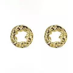 GENERICO - Aros Círculo Irregular Martillado Plata S925 Baño Oro +caja