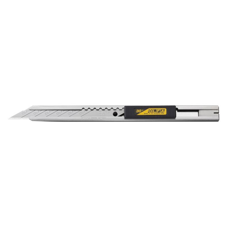 OLFA - Cuchillo Cartonero Olfa 9mm Metálico 30° Seguro Automático
