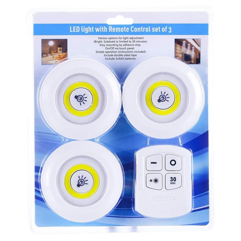 GENERICO - Set De 3 Luces Led Con Control Remoto (con Pilas De Regalo)