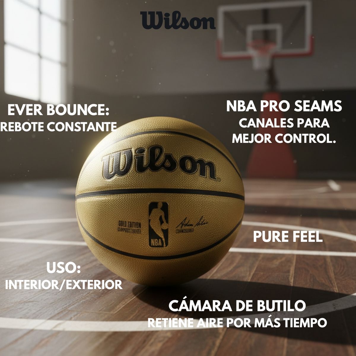 WILSON - Balon Basquetbol Pelota Basketball Wilson Gold Cuero Pu N° 7