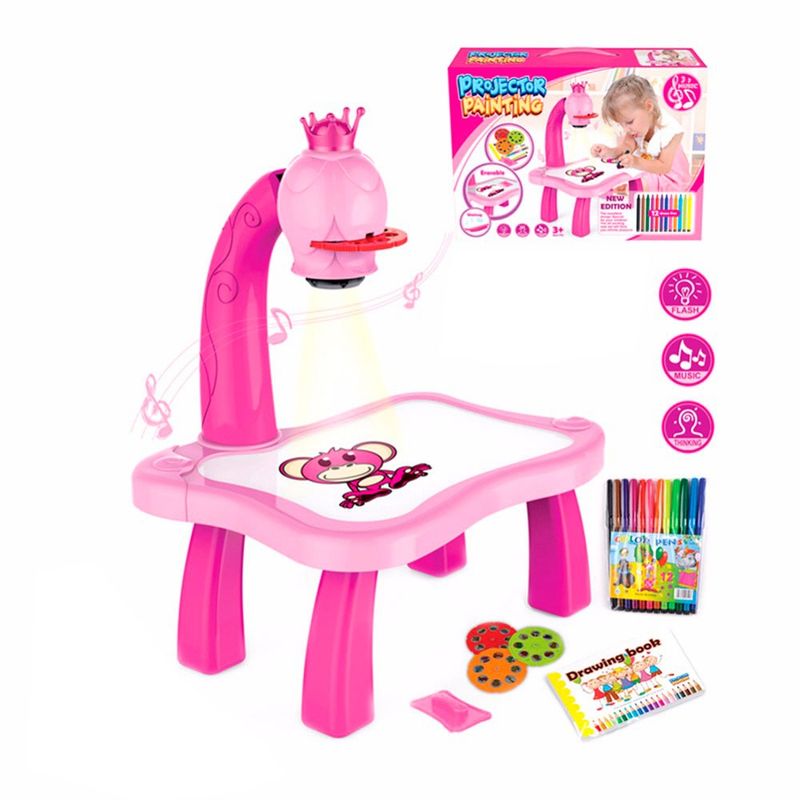 GENERICO - Mesa Proyector Led Didáctica De Dibujo Para Niños Fucsia