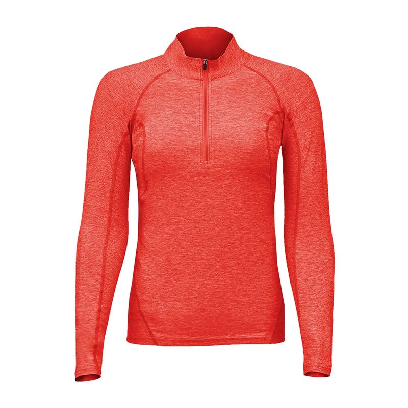 ANDESLAND OUTDOOR APPAREL - Polera Dry Fit Manga Larga Con Cierre Pale Roja Mujer