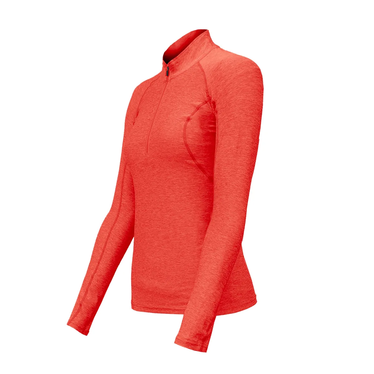 ANDESLAND OUTDOOR APPAREL - Polera Dry Fit Manga Larga Con Cierre Pale Roja Mujer