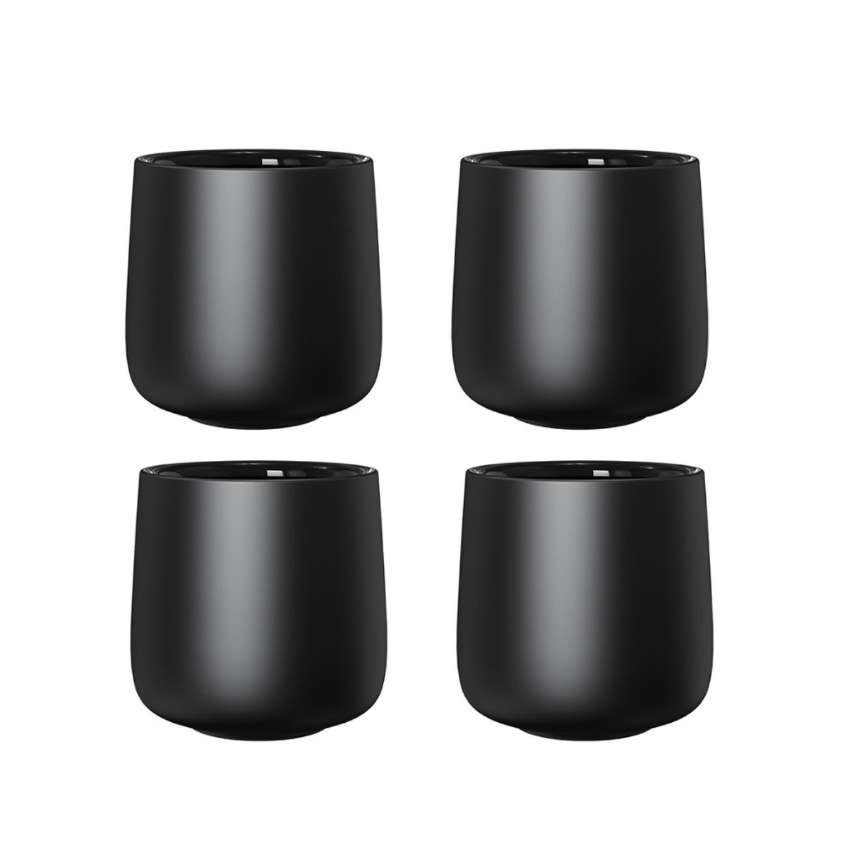 GENERICO - Pack 4 Vasos De Cerámica doble capa para Café - Negro