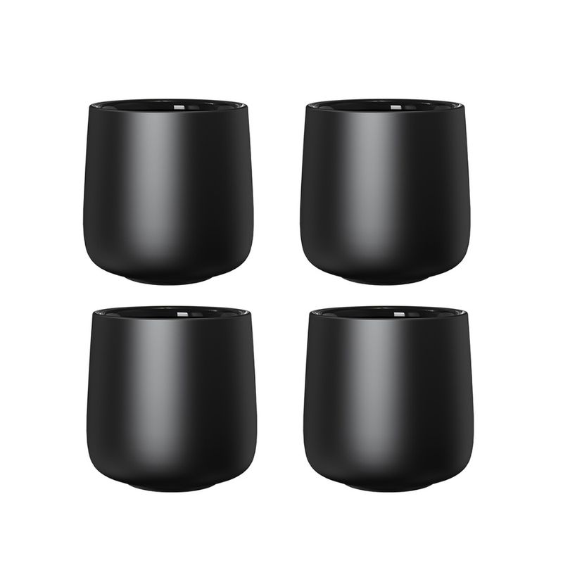 GENERICO - Pack 4 Vasos De Cerámica doble capa para Café - Negro
