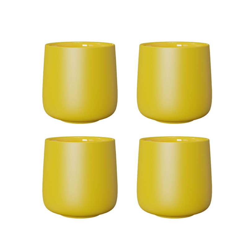 GENERICO - Pack 4 Vasos De Cerámica doble capa para Café - Amarillo