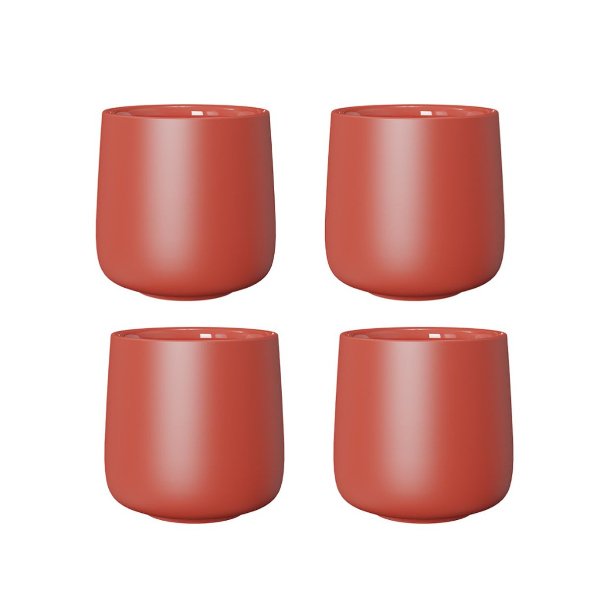 GENERICO - Pack 4 Vasos De Cerámica doble capa para Café - Rojo