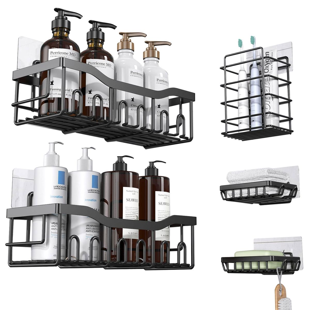 EVERSO - Set 5 Esquinero Organizador Ducha Baño Jabonera Estante