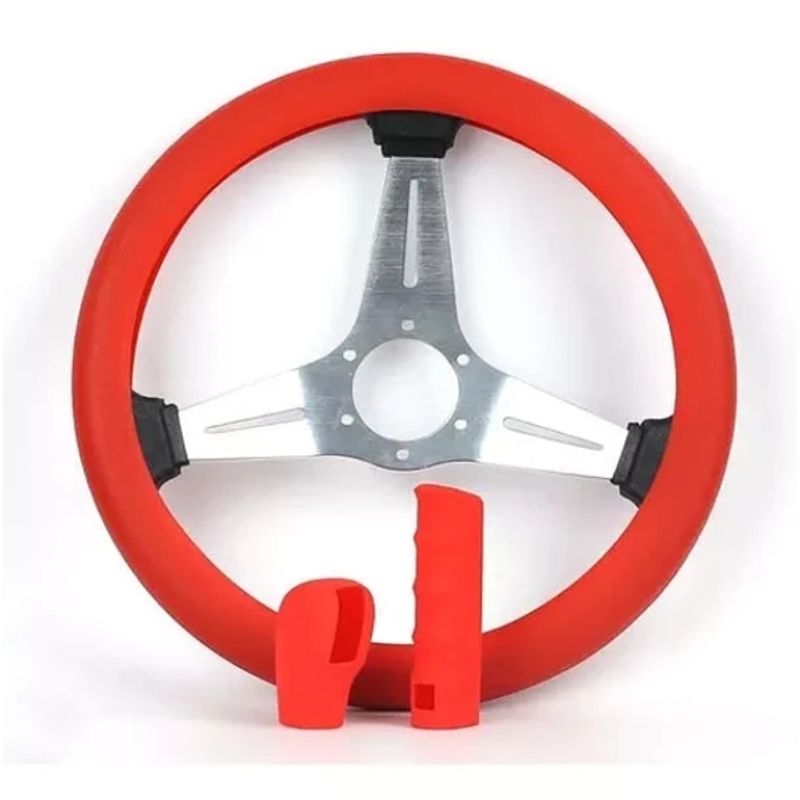 GENERICO - Set Silicona Auto Cubre Volante Cambios Y Freno Mano ROJO