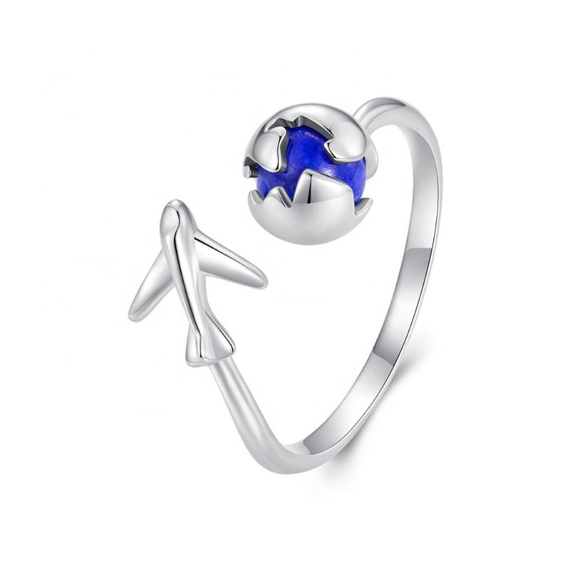 GENERICO - Anillo Avion LapisLazuli plata 925 ajustable