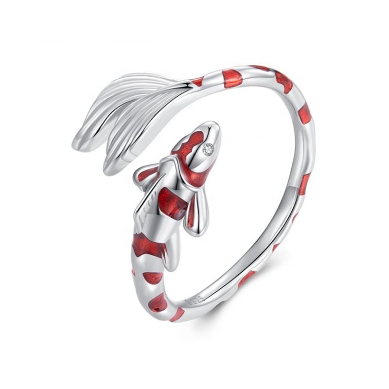 GENERICO - Anillo pez koi plata 925 ajustable