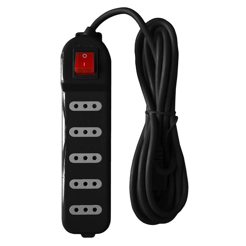 MACROTEL - Zapatilla Alargador 3mt 5 Entradas Negro Macrotel