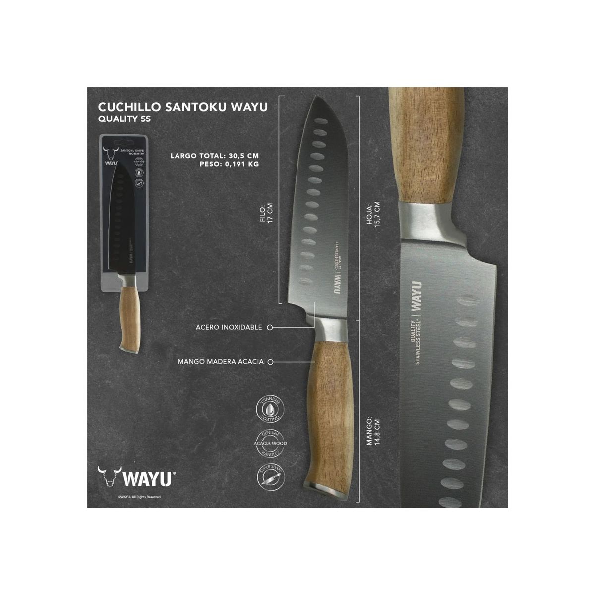 WAYU - Cuchillo Santoku Wayu.
