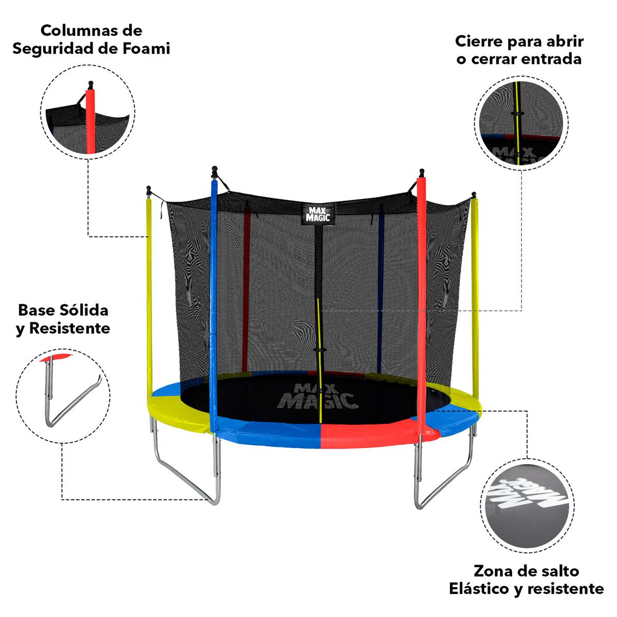MAX MAGIC - Cama Elástica 244 cm (8 Ft) Multicolor