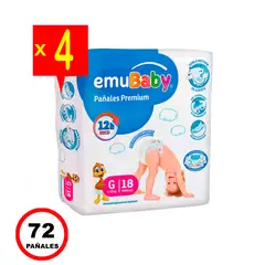 EMUBABY - Pañales Premium Manga X4 - 18 Und. C/U - Talla G