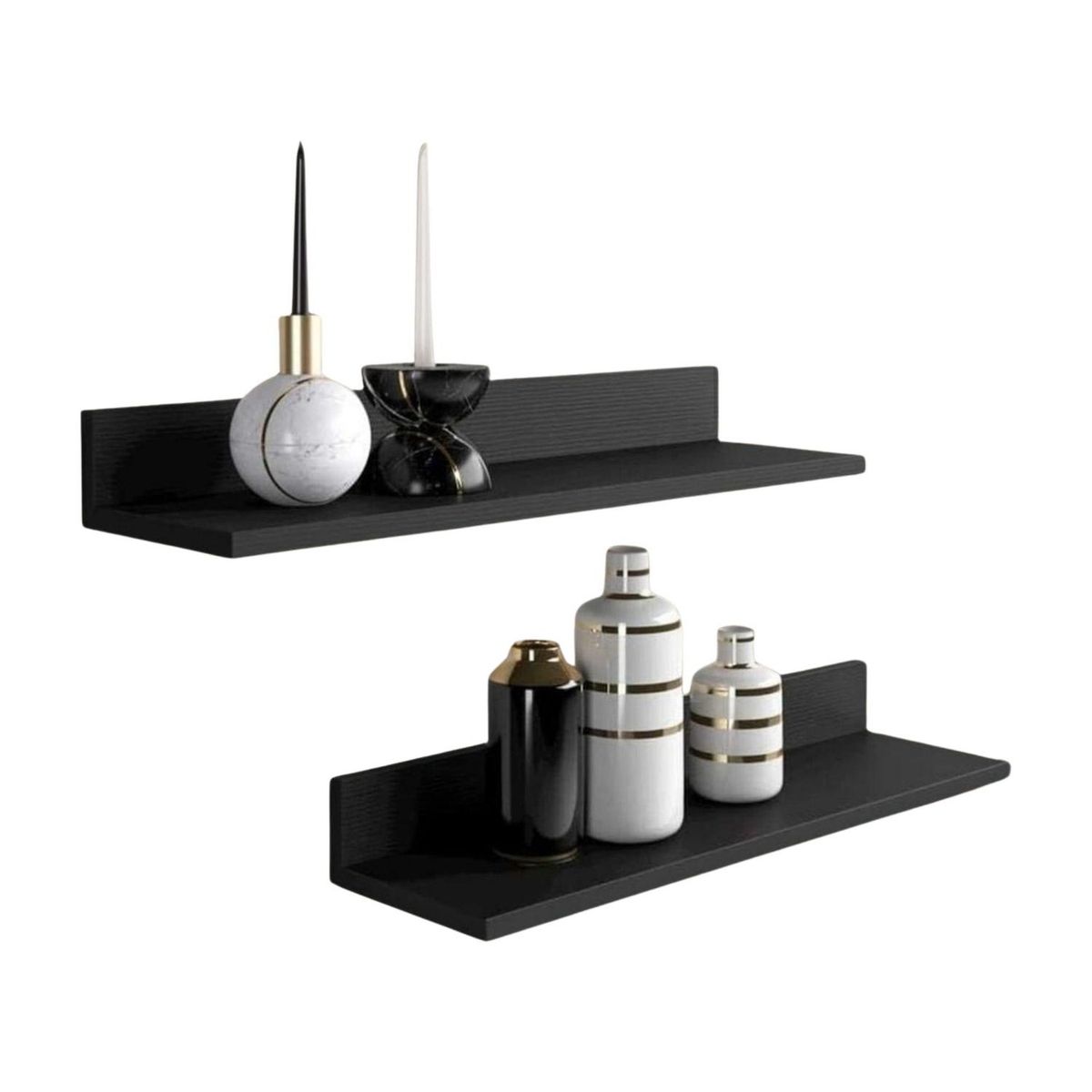 IMPORTCLICK - Set 4 Repisas Flotantes Rectas Soporte Negro 2 De 40 cm y 2 De 60 cm