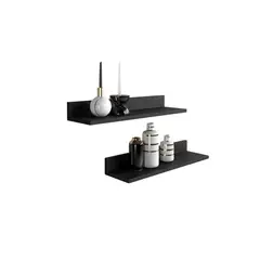 IMPORTCLICK - Set 4 Repisas Flotantes Rectas Soporte Negro 2 De 40 cm y 2 De 60 cm
